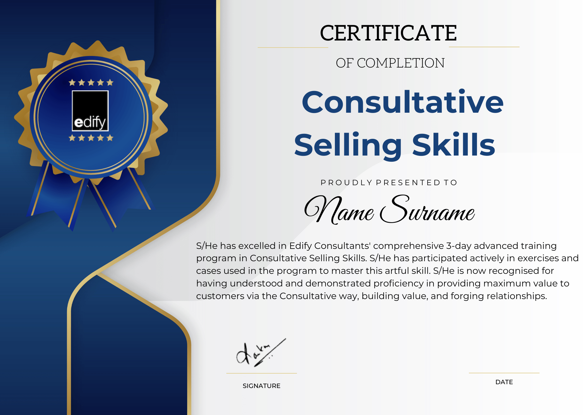 Consultative selling skills certification - Edify Consultants
