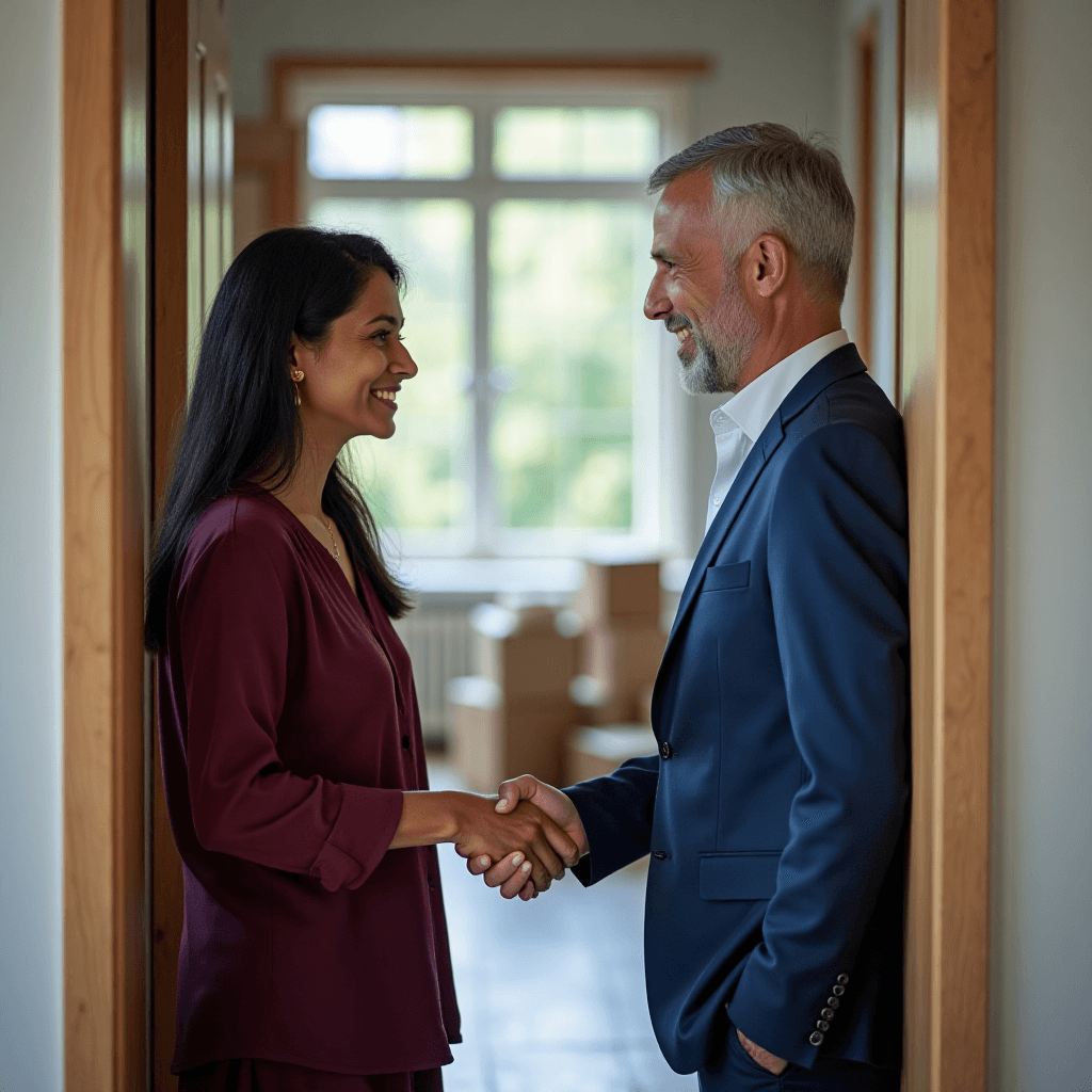 A female coach and a senior leader shake hands