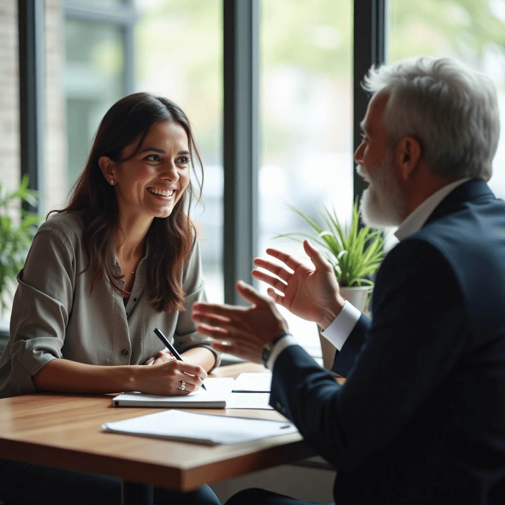 corporate coach speaking to a leader in india,