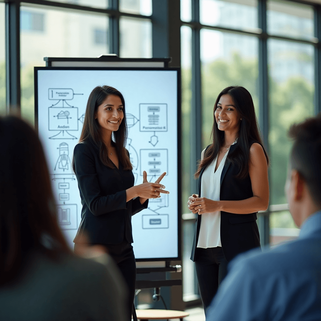 white board, female managers