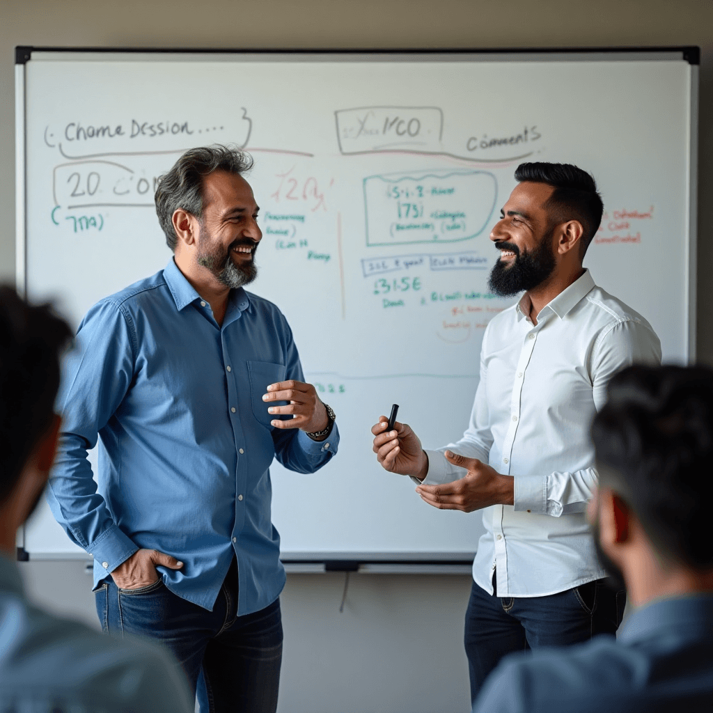 men speaking in meeting