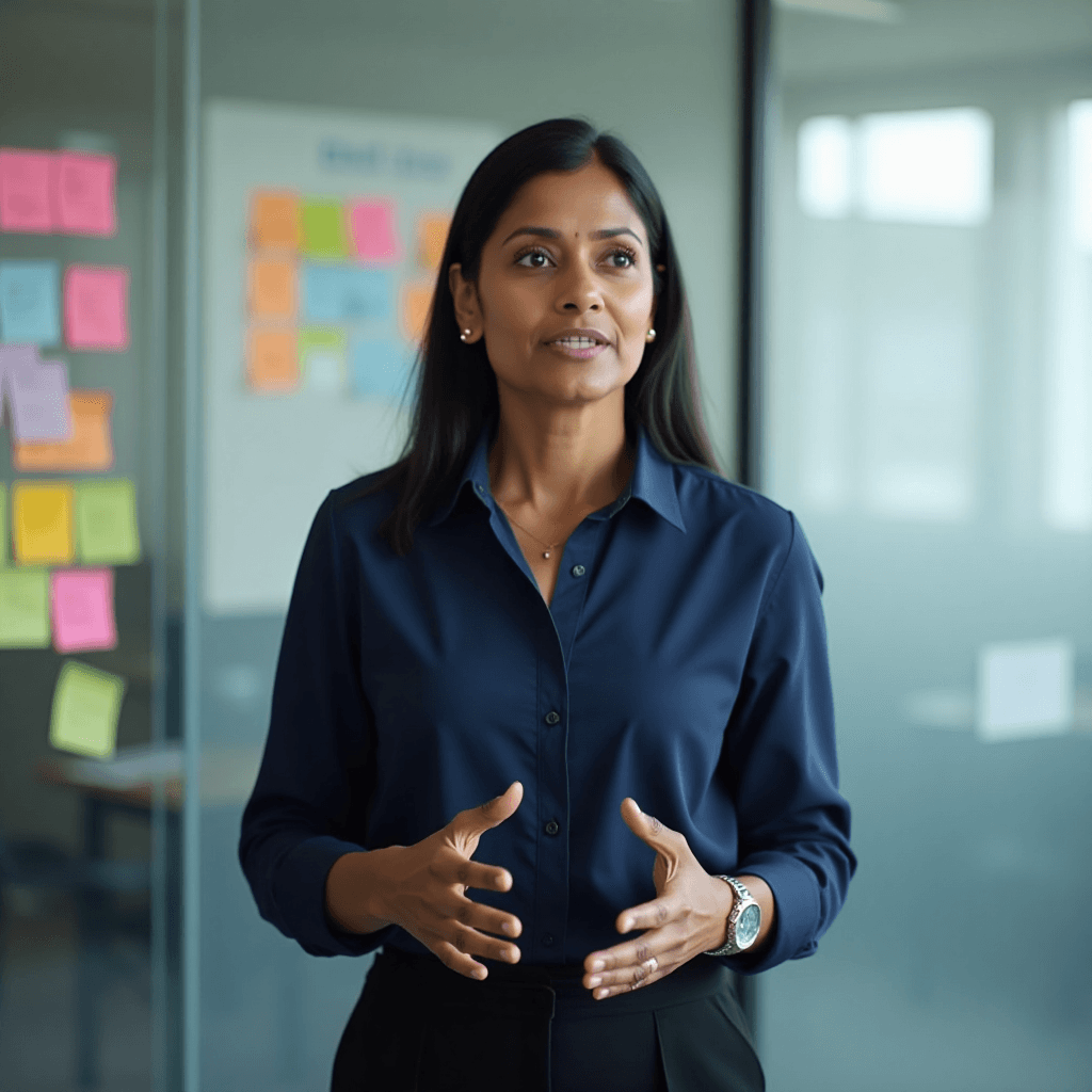 speaking female leader